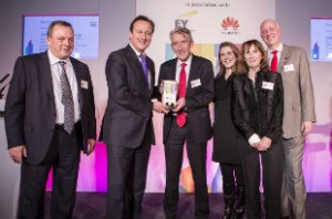 The Prime Minister David Cameron awarding the Growth Award to the Britain is GREAT campaign team