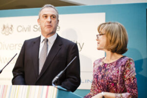 Sir Simon Fraser and Sian Williams presenting at the Diversity and Equality Awards.