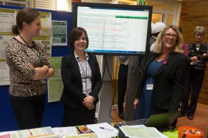 Photo of Lorraine Horwood, Vicky Clarke and Dawn Woodward stall showed how DEFRA is reducing regulatory burdens on farmers.