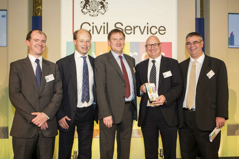 The Estates Directorate Programme Unit receiving the Project and Programme Management Award at the Civil Service Awards 2014