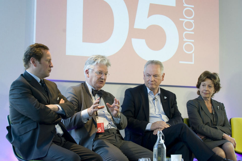 (l-r) Ed Vaizey MP, Hon Peter Dunne MP (New Zealand), Rt Hon Francis Maude MP, Neelie Kroes, former VP of the European Commission