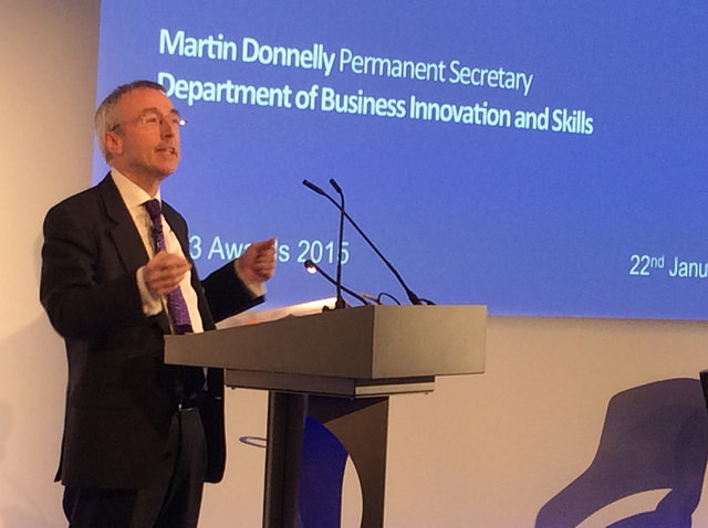 Martin Donnelly, Perm Sec of BiS addressing the TW3 Awards audience