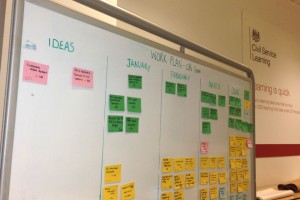 Civil Service Learning work plan in post-it notes