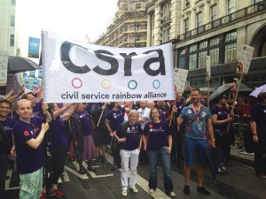 Sue and Cabinet Office Permanent Secretary Richard Heaton at Pride 2014 with CSRA