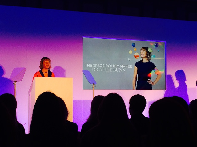 Dr Alice speaking at the Marie Claire Women at the Top Awards