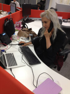 Andie Beavan at her desk