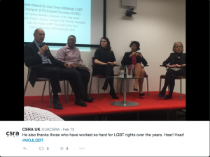 The panel at the MoJ event from a tweet by CSRA