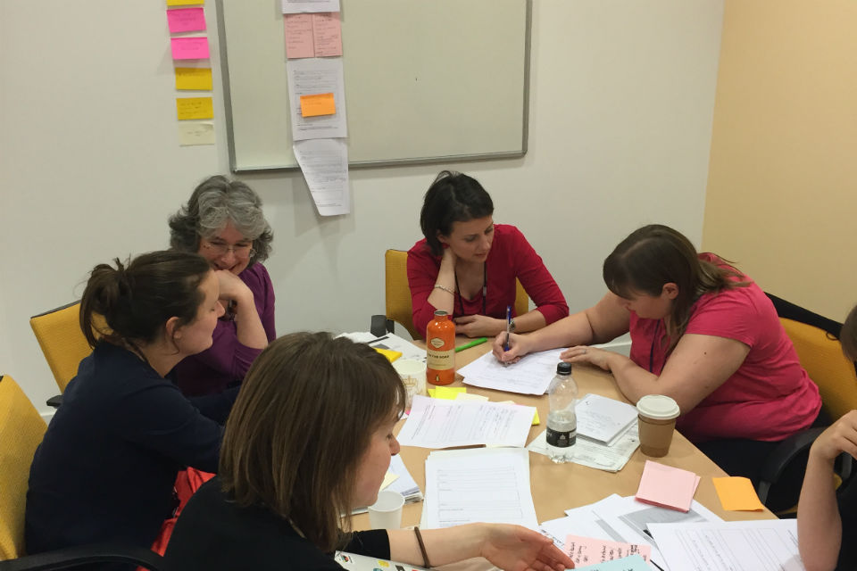 The Civil Service Learning team working on developing user needs for the site