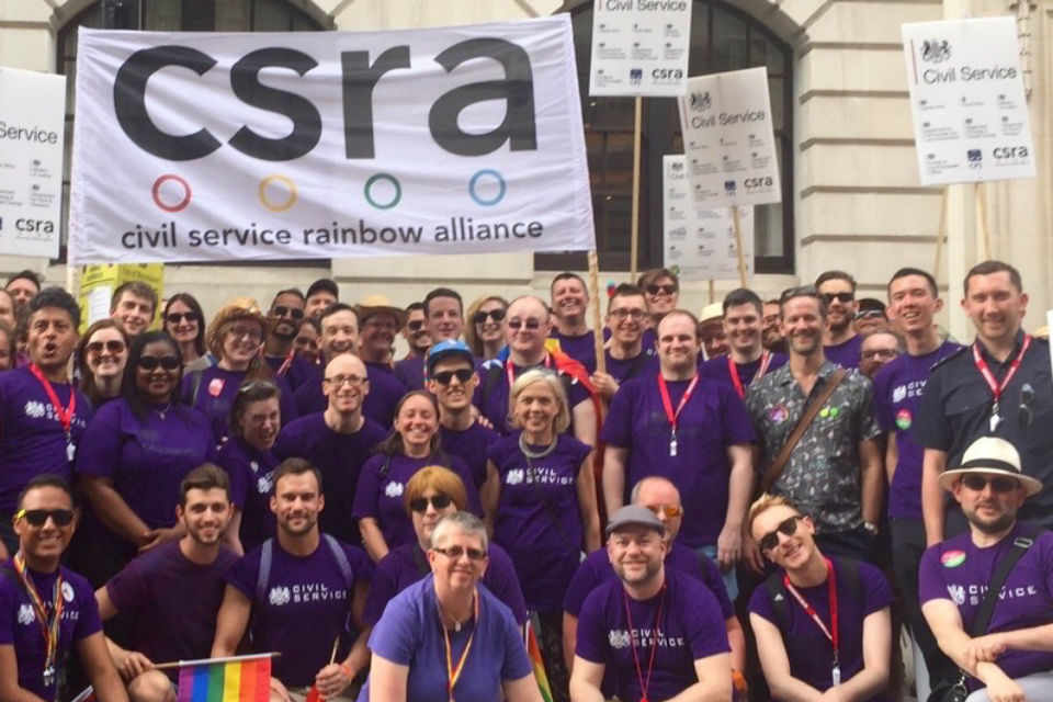 Members of the Civil Service Rainbow Alliance at Pride in London