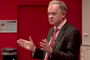 Aidan Halligan in lecture theatre