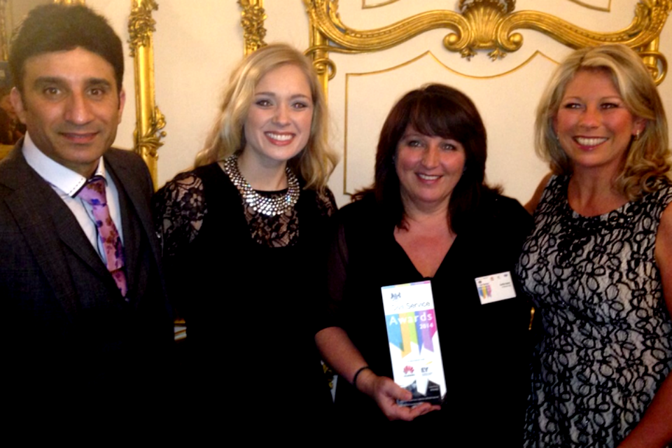 Kathie Bates (second right) with colleagues from the award-winning Civil Service Local North West team 