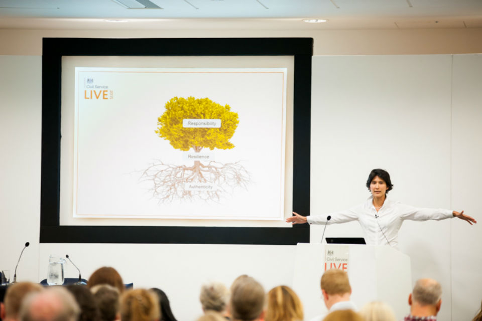 Cat Little, Director of Finance and Digital, Legal Aid Agency, presenting the Personal Resilience & Wellbeing session at Civil Service Live Manchester.