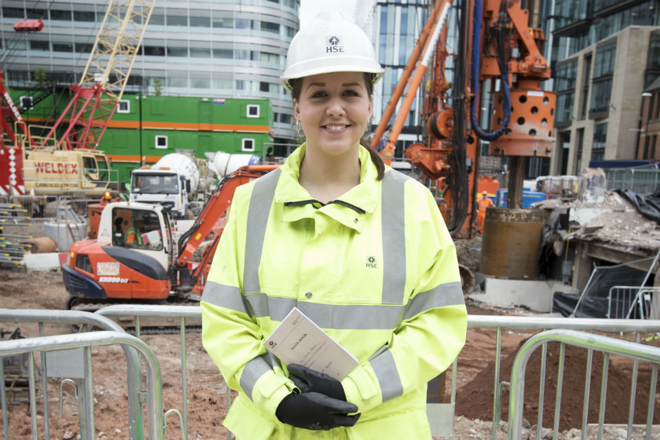 Laura Moran from the HSE visiting a building site