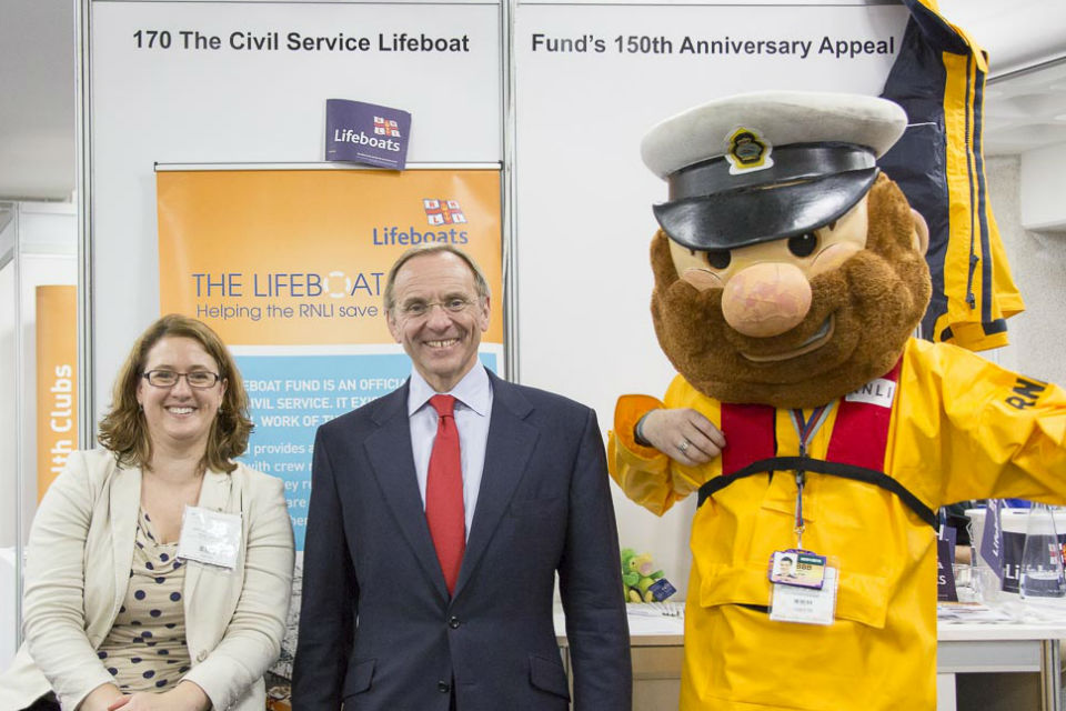 John Manzoni on the Civil Service Lifeboat appeal stand at Civil Service Live London 2015