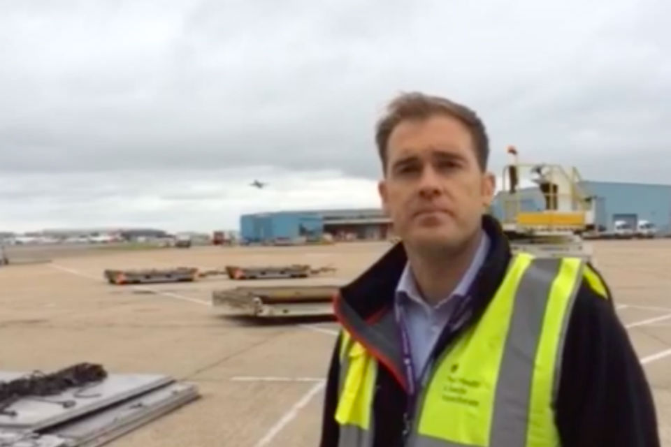 Will Surman, APHA, working at Heathrow Airport