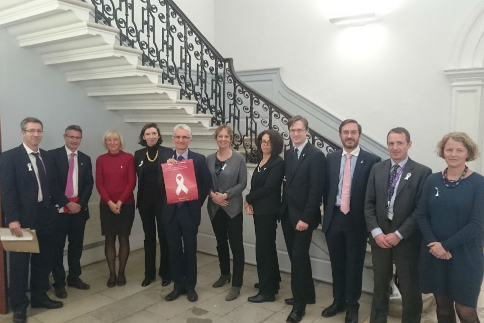 Mark and DFID senior leadership sign up to the White Ribbon campaign