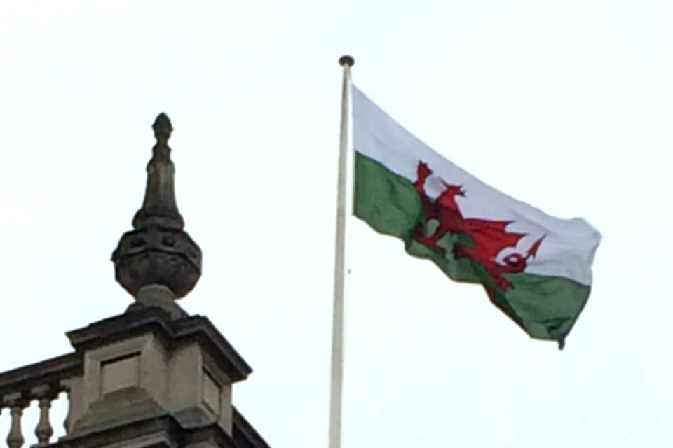 Welsh flag atop the Cabinet Office