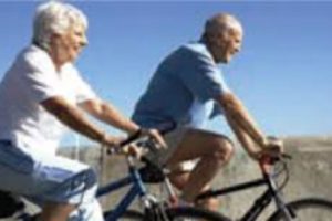 Older couple cycling