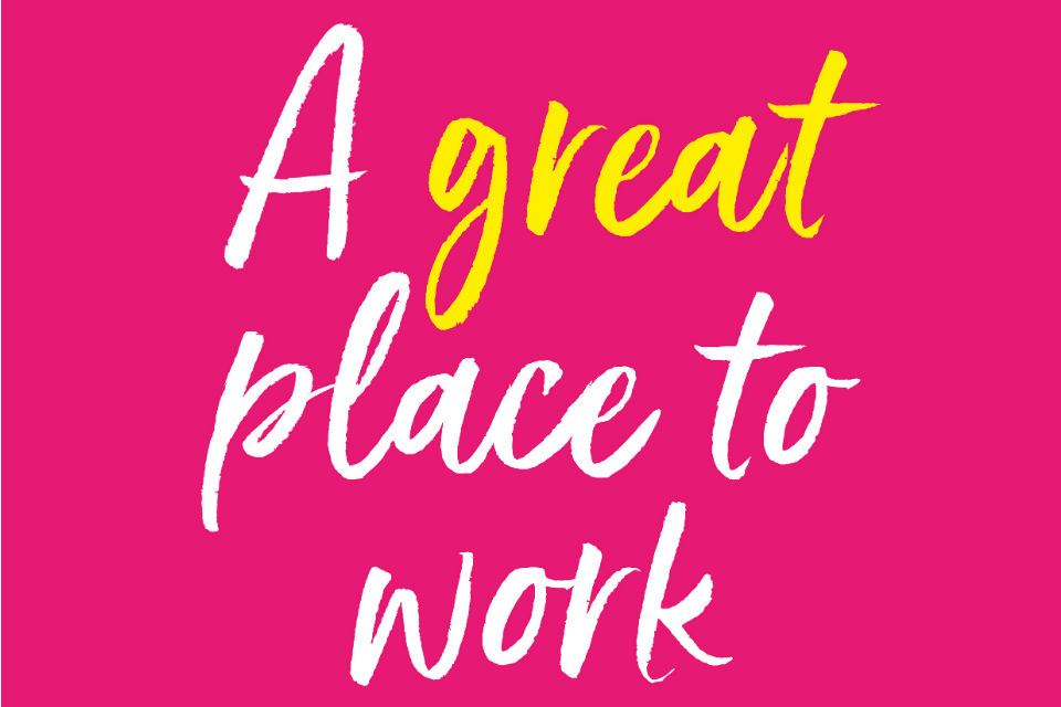 Graphic with legend 'A great place to work'