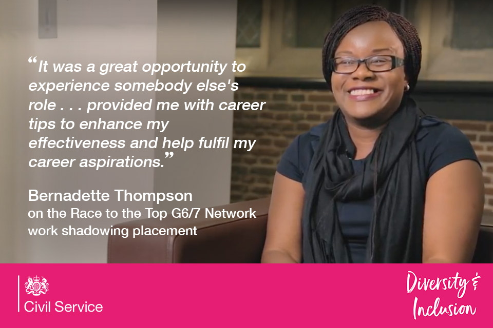 Bernadette Thompson on Race to the Top G6/G& work shadow programme