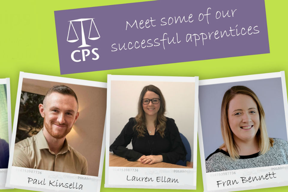 Pictures of three Crown Prosecution Service apprentices