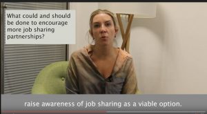 Screenshot from job share promotion video, featuring Antonia Romeo