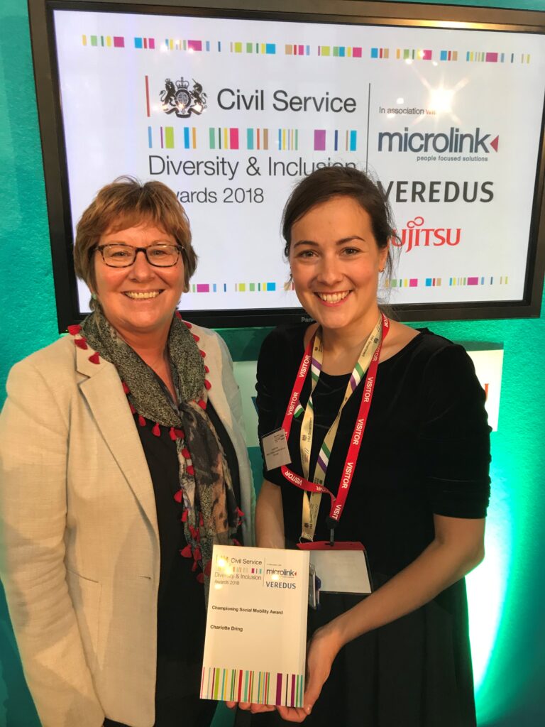 Bernadette Kelly with Charlotte Dring at the Awards ceremony