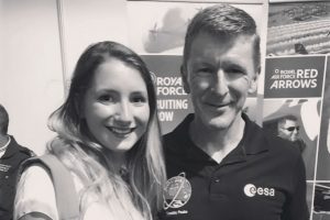 Roby Haigh standing side by side with astronaut Tim Peake