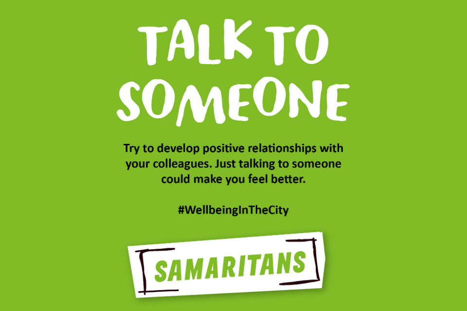 Samaritans 'Talk to someone' graphic