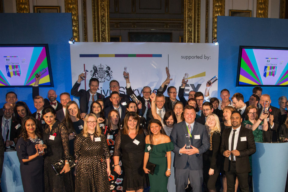 Winners of the 2018 Civil Service Awards on stage