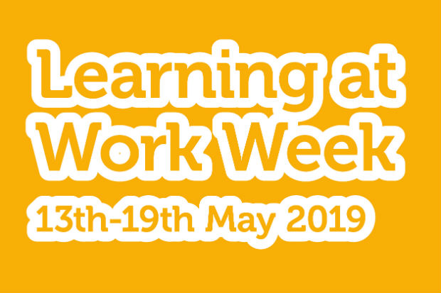 Logo of Learning at Work Week 2019, with dates, 13 to 19 May