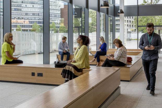 Civil servants in the foyer of HMRC's Croydon Regional Centre