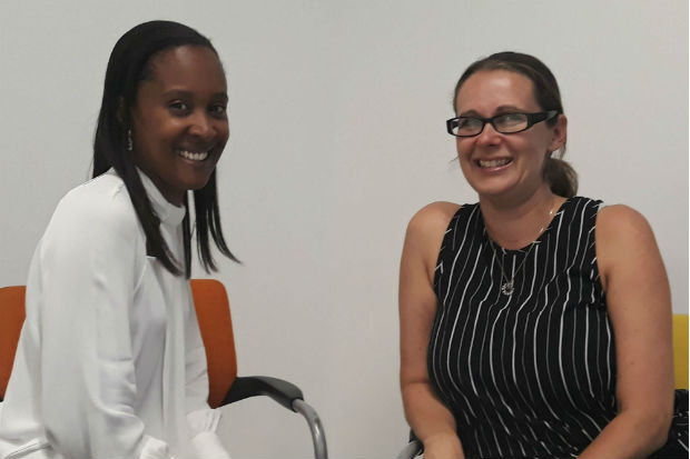 Roxanne Ohene and Vicky Elliott seated side by side