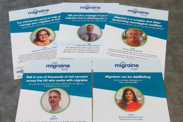 Set of five posters with personal stories of living with migraines