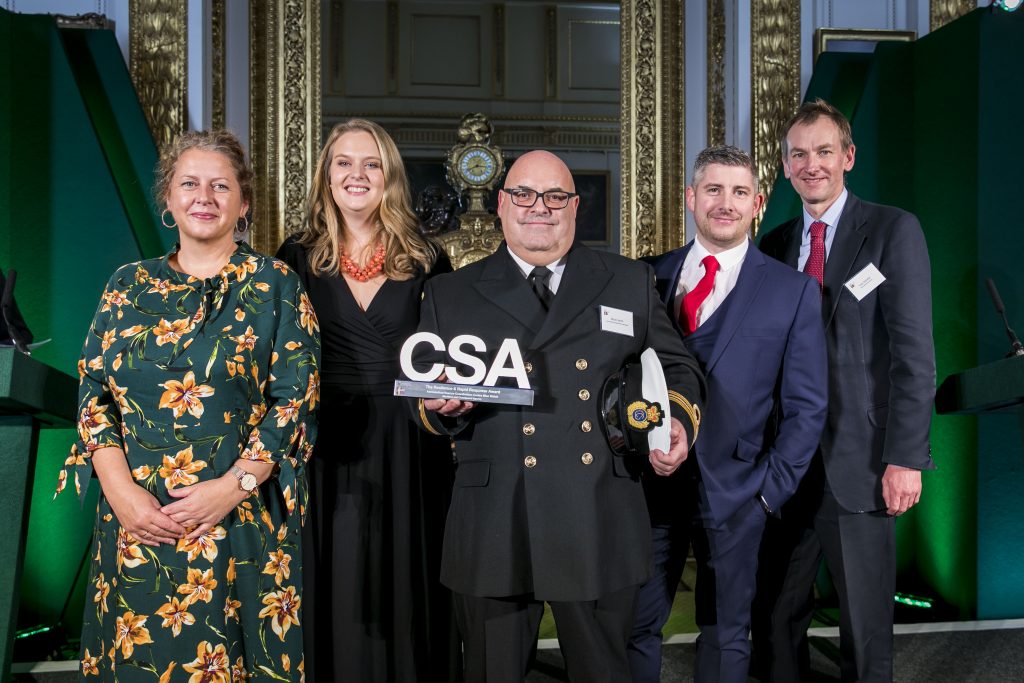 The Maritime & Coastguard Agency winners of the Resilience & Rapid Response Award, with award presenter Sir Tom Scholar, Permanent Secretary for HM Treasury