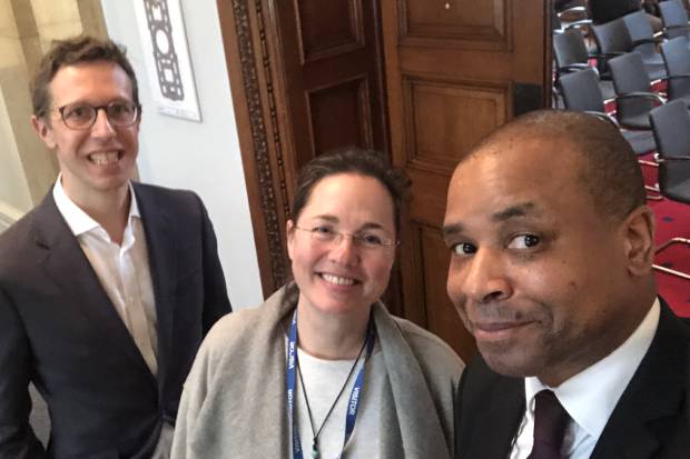 Department for International Trade Job share partners Ian Shepherd and Jenny Ashby with (right) Brian Stanislas, Product Manager for the Civil Service Job Share Finder and the Civil Service Careers Site