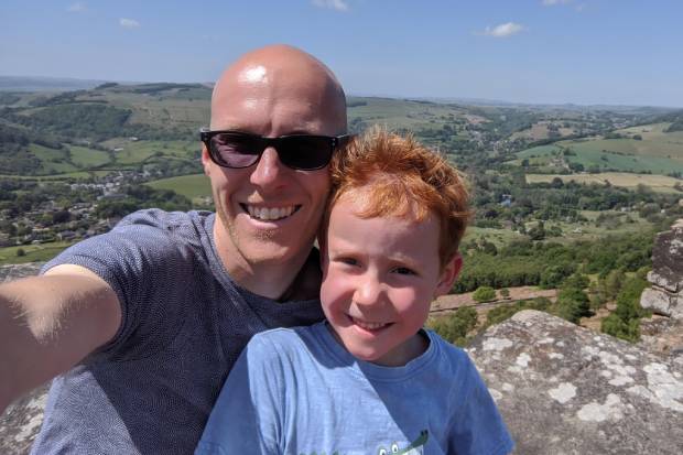 Paul Trenell and his son Joseph pictured in the Derbyshire Peak District