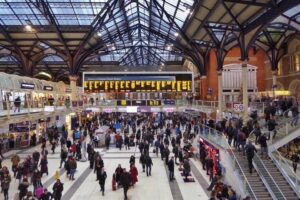 image of busy train station