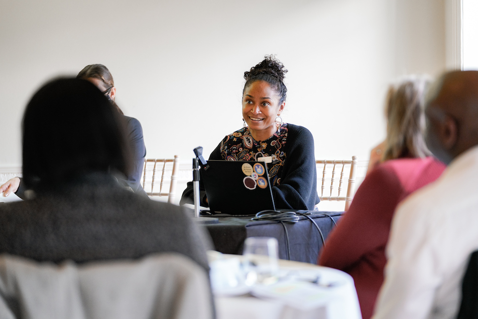 Natalie Golding, Director of the Leadership College for Government, speaks to public sector leaders at a residential event