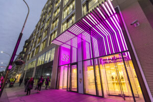 Department of Health and Social Care Office, 39 Victoria Street, lit up this week to mark organ donation week.