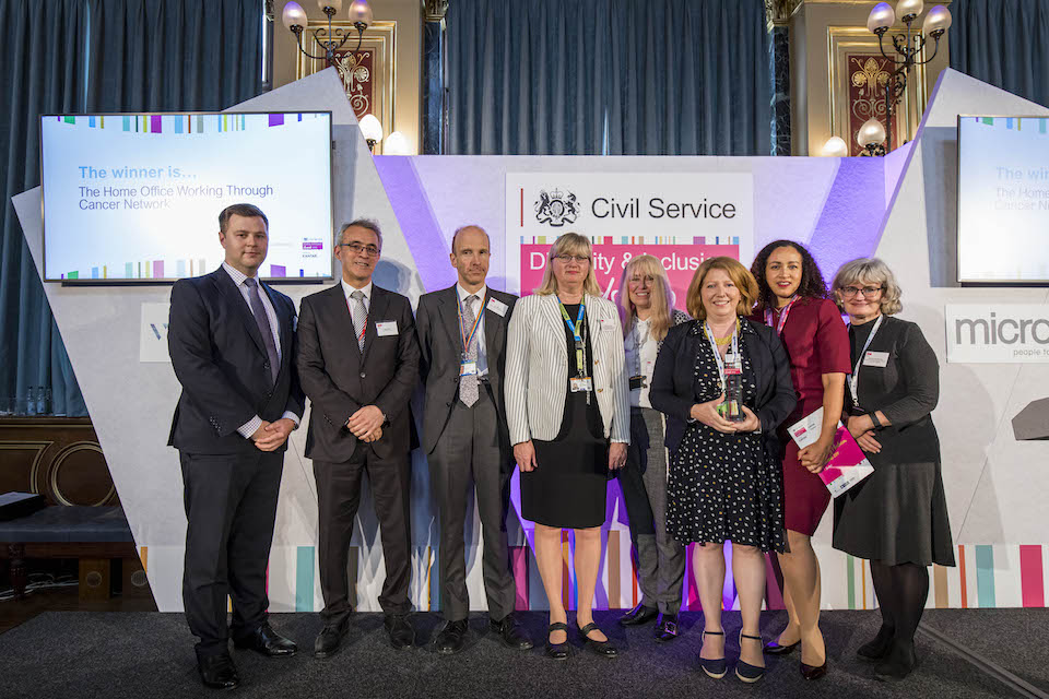 Working Through Cancer Network winning the 2019 Civil Service Disability Inclusion award